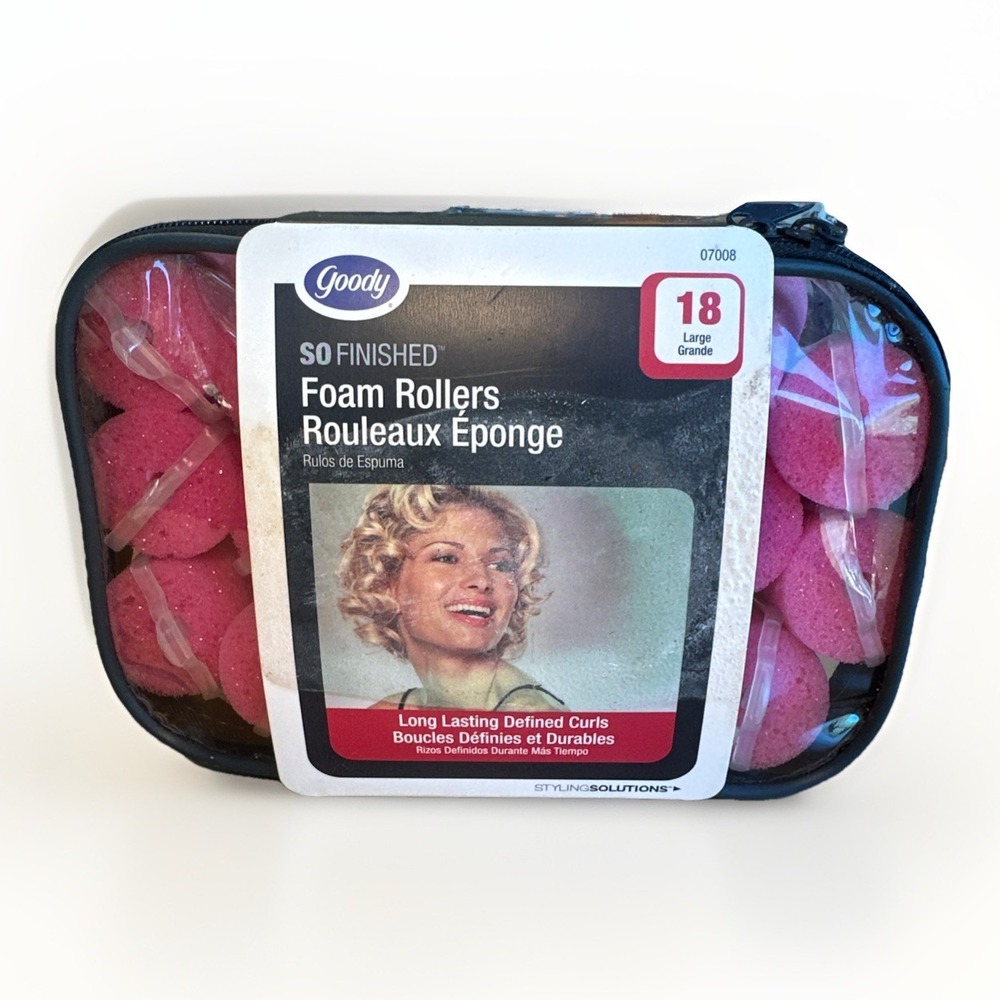Vintage‎ Goody Foam Hair Rollers Curlers w/ Original Package 18 Lg NEW